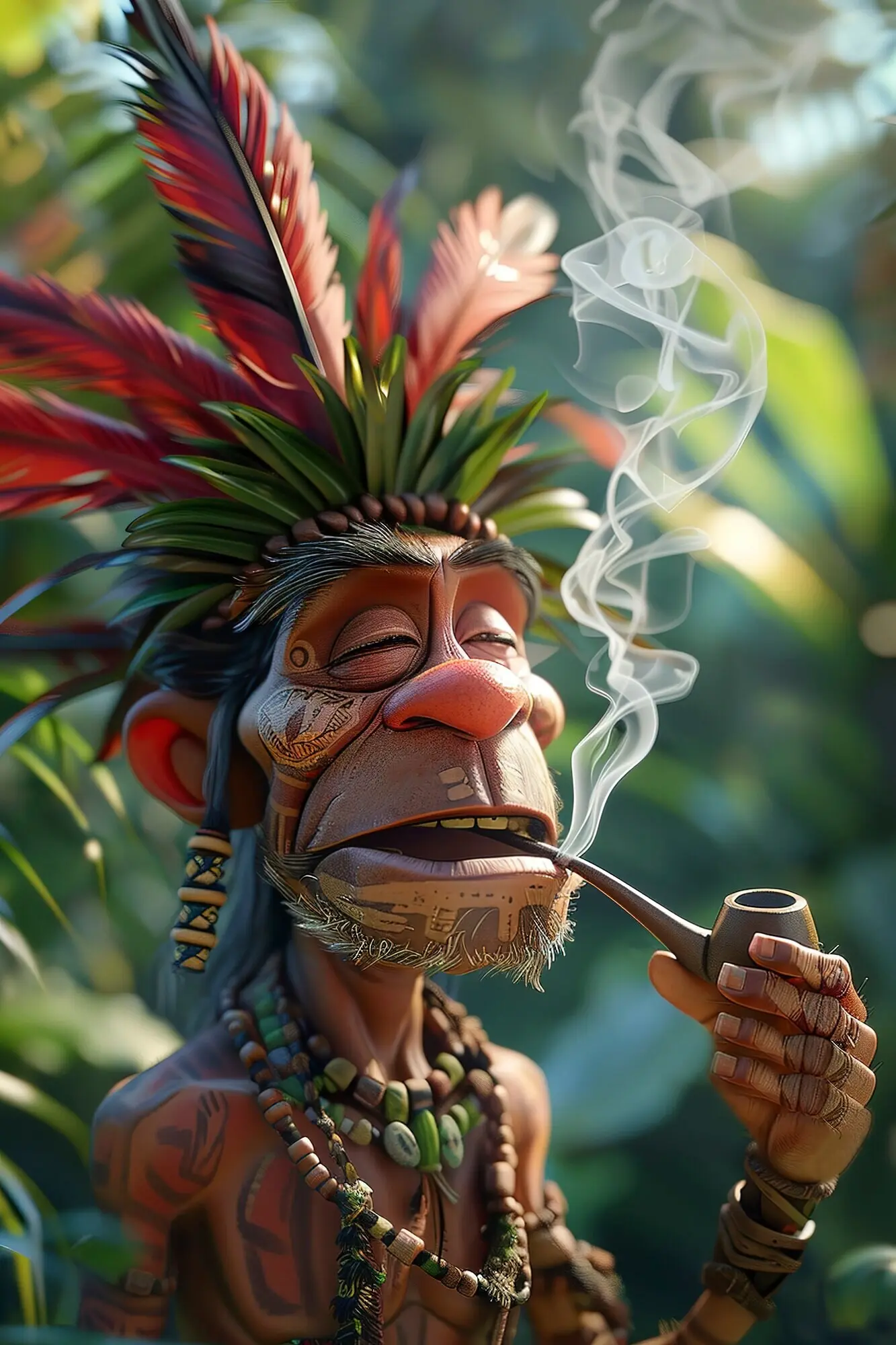 3D 만화 스타일의 원주민 초상화